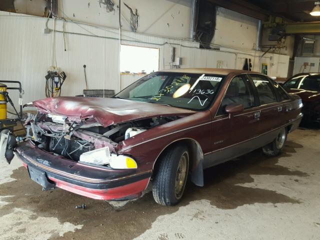 1G1BN53E2MW113636 - 1991 CHEVROLET CAPRICE CL BURGUNDY photo 2