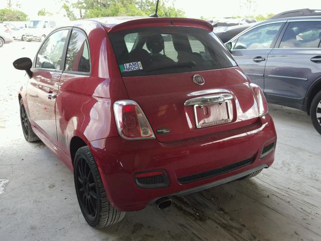 3C3CFFBR8CT211713 - 2012 FIAT 500 SPORT RED photo 3