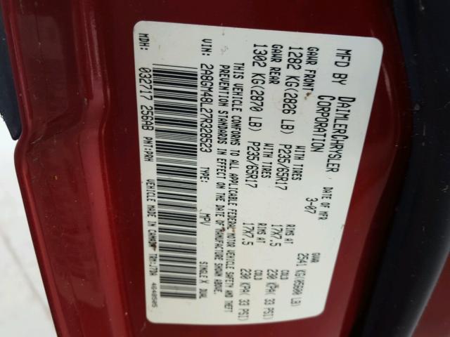 2A8GM48L27R328523 - 2007 CHRYSLER PACIFICA RED photo 10