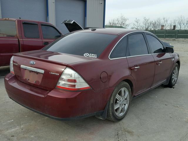 1FAHP25W38G186407 - 2008 FORD TAURUS LIM RED photo 4