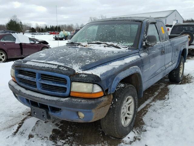 1B7GG22N01S350233 - 2001 DODGE DAKOTA BLUE photo 2