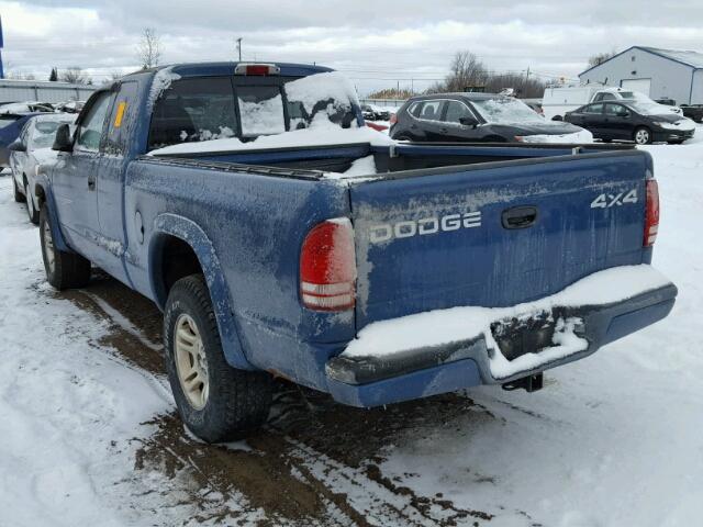 1B7GG22N01S350233 - 2001 DODGE DAKOTA BLUE photo 3