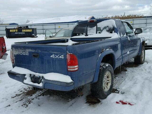 1B7GG22N01S350233 - 2001 DODGE DAKOTA BLUE photo 4