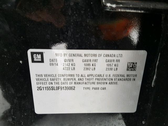 2G1155SL0F9139062 - 2015 CHEVROLET IMPALA LTZ BLACK photo 10