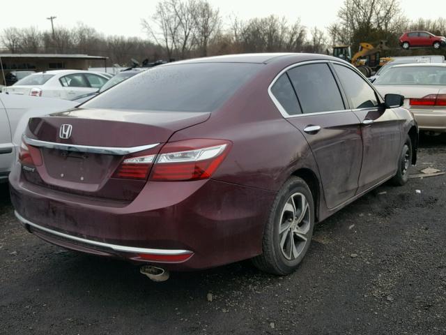 1HGCR2F30GA085265 - 2016 HONDA ACCORD LX MAROON photo 4