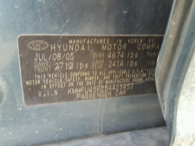 KMHFU45E25A425453 - 2005 HYUNDAI XG 350 GREEN photo 10