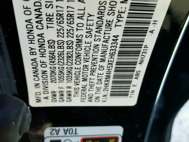 2HKRM4H5XEH633344 - 2014 HONDA CR-V EX BLACK photo 10