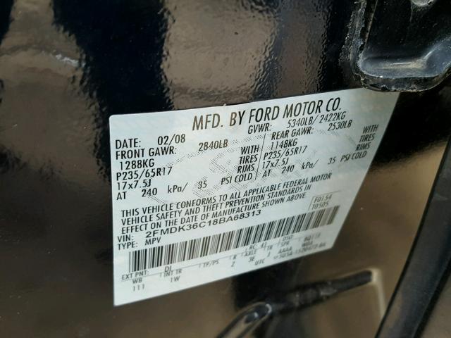 2FMDK36C18BA68313 - 2008 FORD EDGE SE BLUE photo 10