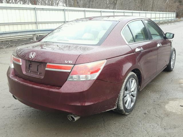 1HGCP3F83BA000967 - 2011 HONDA ACCORD EXL MAROON photo 4