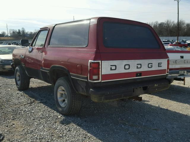 3B4GM17Y0NM567122 - 1992 DODGE RAMCHARGER RED photo 3