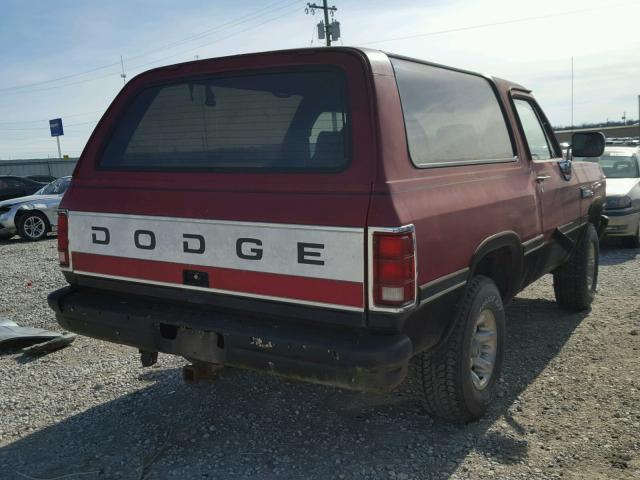 3B4GM17Y0NM567122 - 1992 DODGE RAMCHARGER RED photo 4