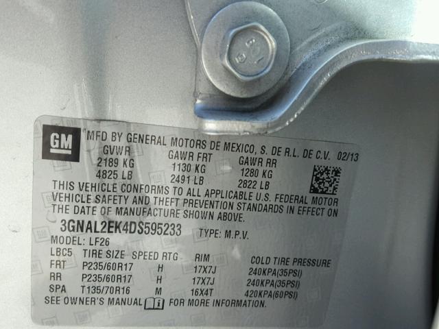 3GNAL2EK4DS595233 - 2013 CHEVROLET CAPTIVA LS 银色 照片 10