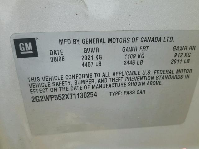 2G2WP552X71130254 - 2007 PONTIAC GRAND PRIX Gümüş foto 10