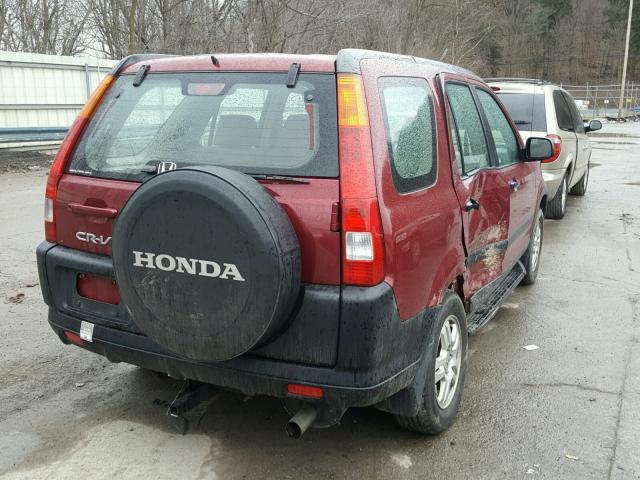 JHLRD784X4C046101 - 2004 HONDA CR-V LX MAROON photo 4