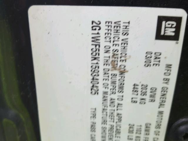 2G1WF55K159340425 - 2005 CHEVROLET IMPALA 黑色 照片 10