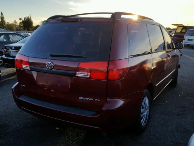 5TDZA23C34S054871 - 2004 TOYOTA SIENNA CE MAROON photo 4