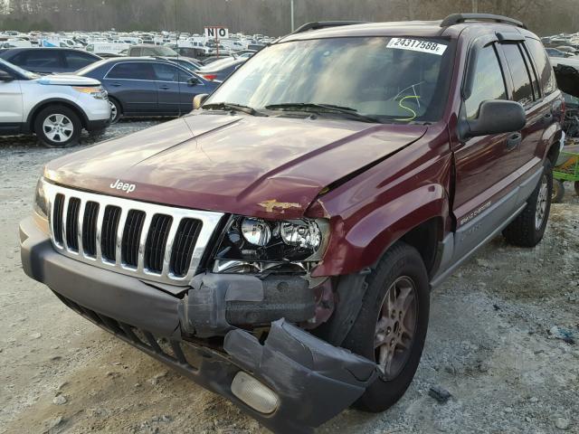 1J4GX48S62C292207 - 2002 JEEP GRAND CHER MAROON photo 2