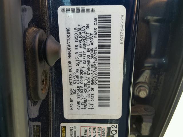 5Y2SL63865Z482674 - 2005 PONTIAC VIBE BLUE photo 10