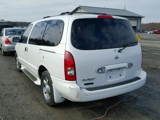 4N2ZN15T31D818301 - 2001 NISSAN QUEST GXE WHITE photo 3