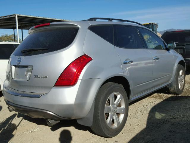 JN8AZ08W87W608847 - 2007 NISSAN MURANO SL SILVER photo 4