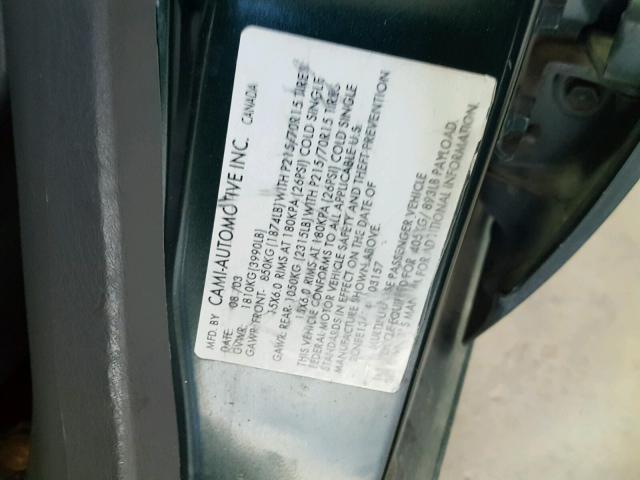 2CNBE134046903157 - 2004 CHEVROLET TRACKER GREEN photo 10