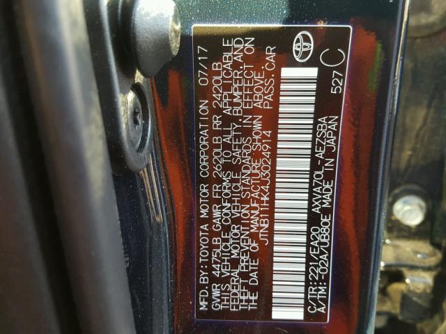 JTNB11HK4J3024914 - 2018 TOYOTA CAMRY L GREEN photo 10