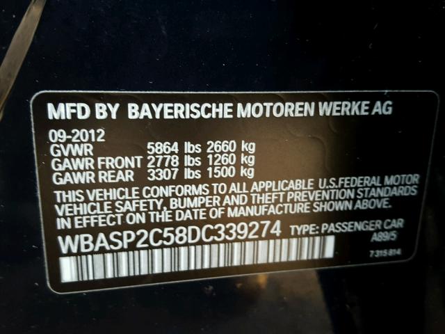 WBASP2C58DC339274 - 2013 BMW 535 XIGT CHARCOAL photo 10