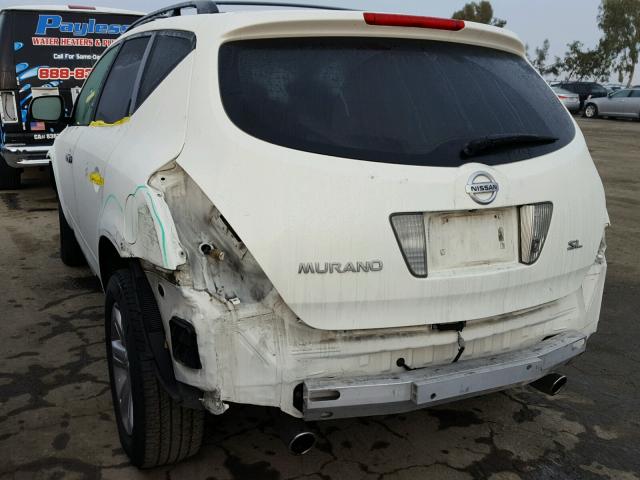 JN8AZ08T97W517558 - 2007 NISSAN MURANO SL WHITE photo 3