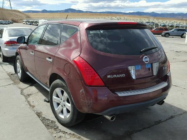 JN8AZ08W16W508099 - 2006 NISSAN MURANO SL MAROON photo 3