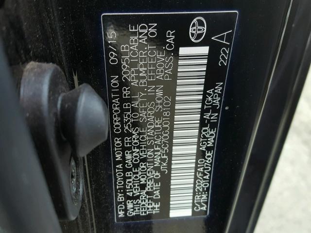 JTKJF5C70GJ018102 - 2016 TOYOTA SCION TC 黑色 照片 10