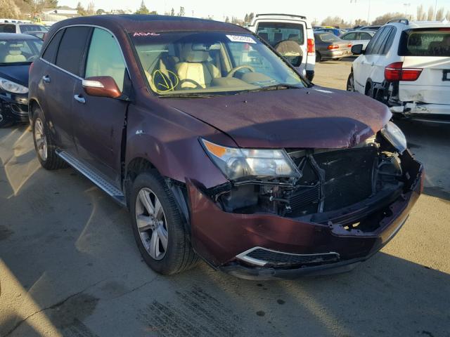 2HNYD2H42CH513450 - 2012 ACURA MDX TECHNO BURGUNDY photo 1