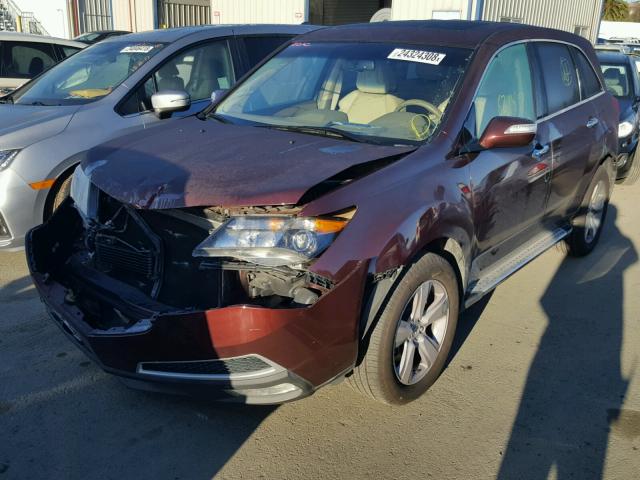 2HNYD2H42CH513450 - 2012 ACURA MDX TECHNO BURGUNDY photo 2