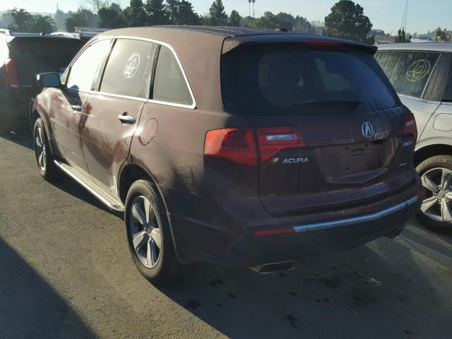 2HNYD2H42CH513450 - 2012 ACURA MDX TECHNO BURGUNDY photo 3