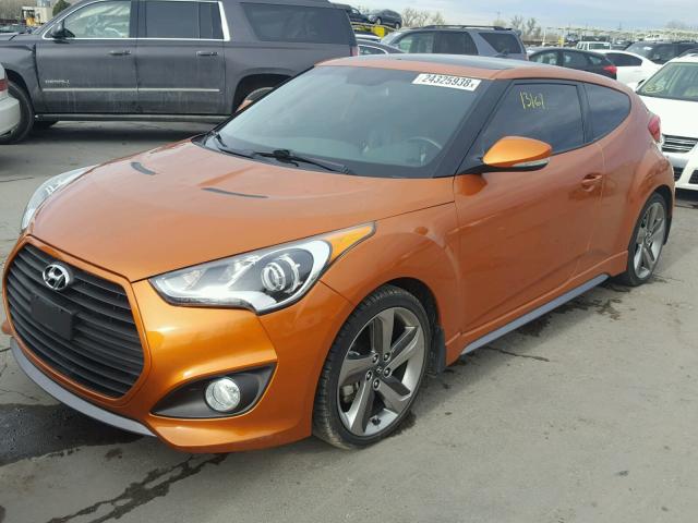 KMHTC6AE9EU209296 - 2014 HYUNDAI VELOSTER T ORANGE photo 2