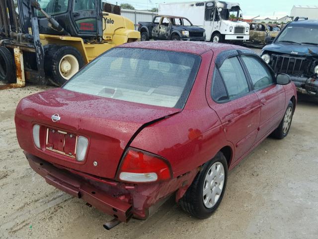 3N1CB51D7YL327695 - 2000 NISSAN SENTRA BAS RED photo 4