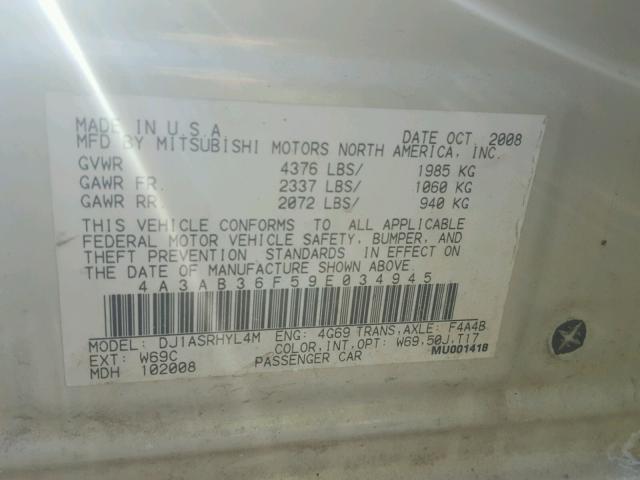 4A3AB36F59E034945 - 2009 MITSUBISHI GALANT ES SILVER photo 10