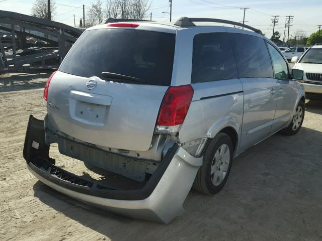 5N1BV28U85N117134 - 2005 NISSAN QUEST S SILVER photo 4