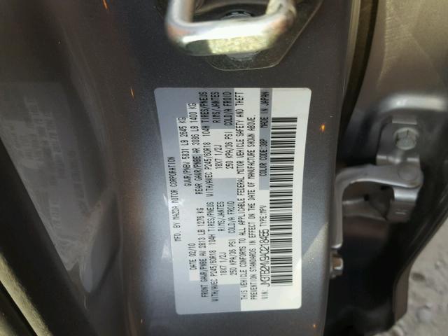 JM3TB2MV9A0218455 - 2010 MAZDA CX-9 SILVER photo 10