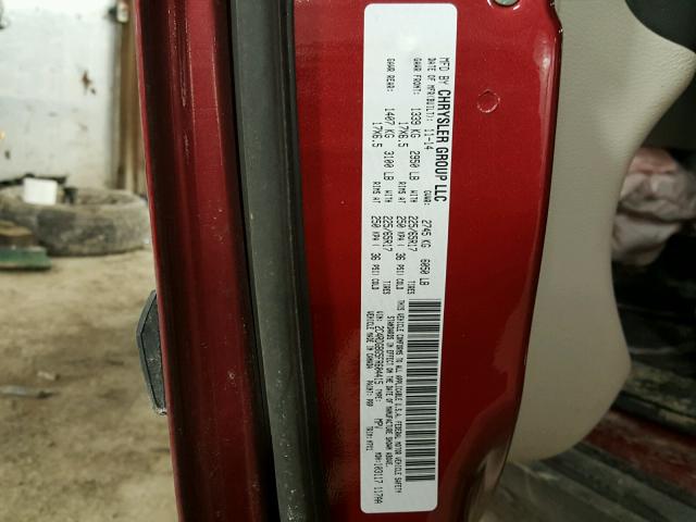 2C4RDGBG5FR604415 - 2015 DODGE GRAND CARA MAROON photo 10