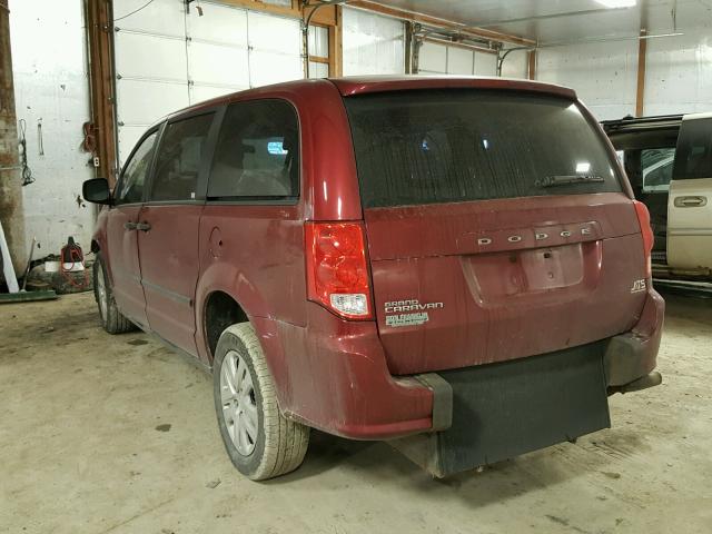 2C4RDGBG5FR604415 - 2015 DODGE GRAND CARA MAROON photo 3