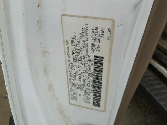 5TBRT34172S313509 - 2002 TOYOTA TUNDRA ACC WHITE photo 10