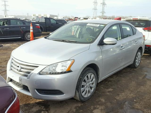 3N1AB7AP8EY340810 - 2014 NISSAN SENTRA S SILVER photo 2