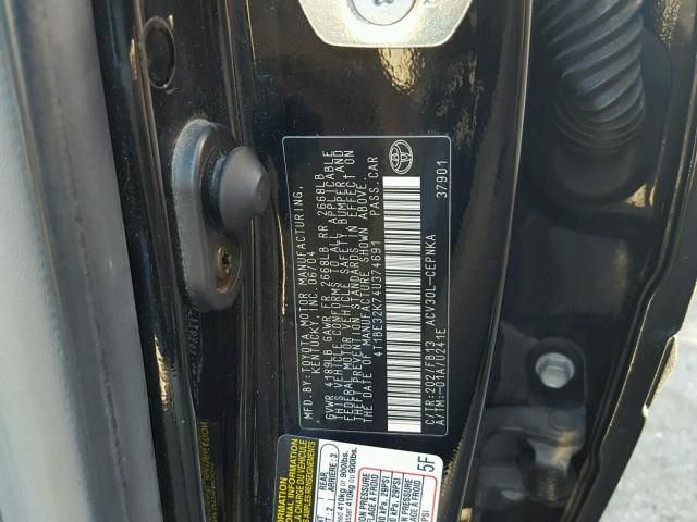 4T1BE32K74U374691 - 2004 TOYOTA CAMRY LE BLACK photo 10