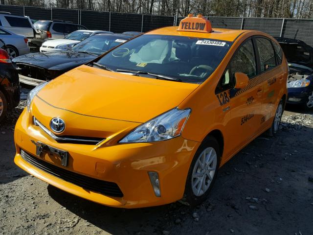 JTDZN3EU7EJ015540 - 2014 TOYOTA PRIUS V YELLOW photo 2