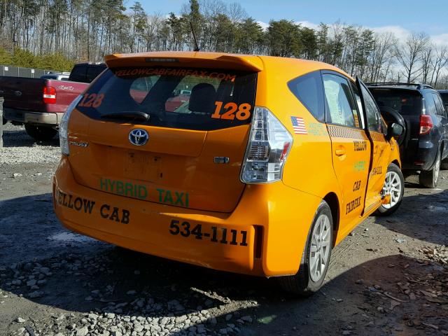 JTDZN3EU7EJ015540 - 2014 TOYOTA PRIUS V YELLOW photo 4