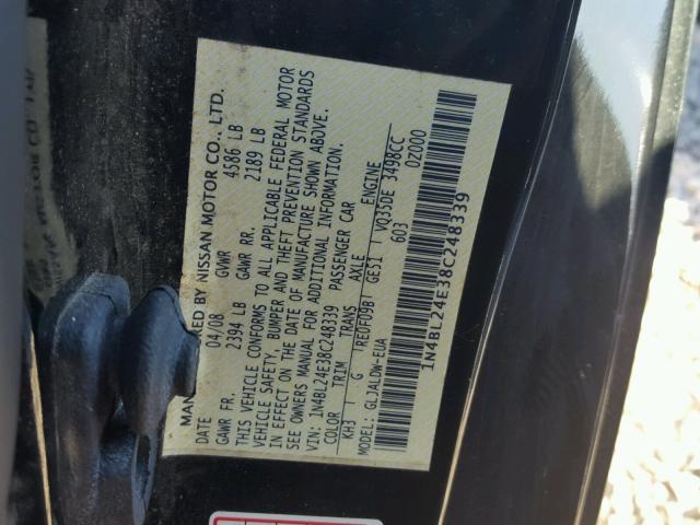 1N4BL24E38C248339 - 2008 NISSAN ALTIMA 3.5 BLACK photo 10