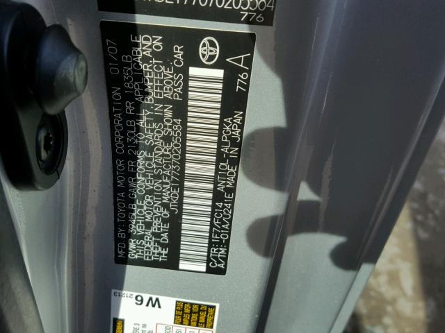 JTKDE177370205584 - 2007 TOYOTA SCION TC 银色 照片 10