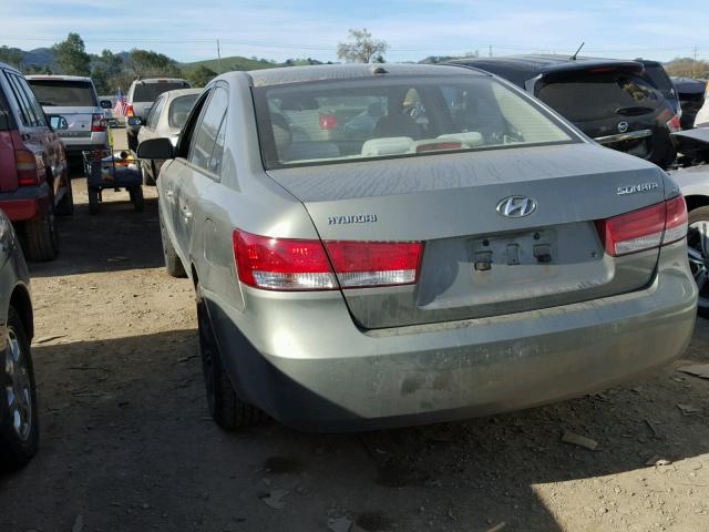 5NPET46C58H353337 - 2008 HYUNDAI SONATA GREEN photo 3