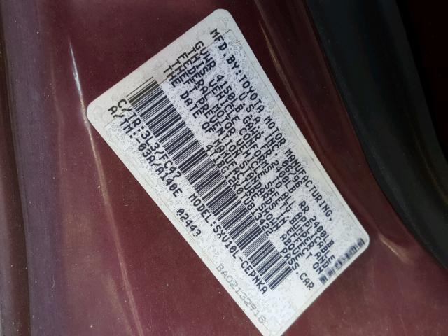 4T1BG12K0TU813422 - 1996 TOYOTA CAMRY DX MAROON photo 10