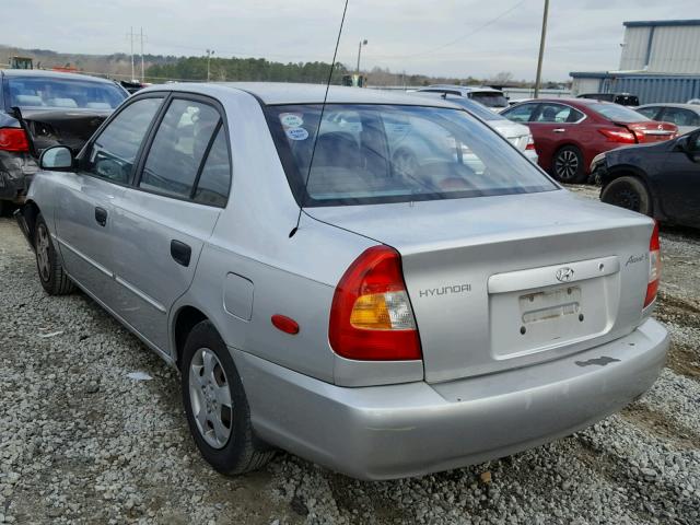 KMHCG45C72U368282 - 2002 HYUNDAI ACCENT GL SILVER photo 3